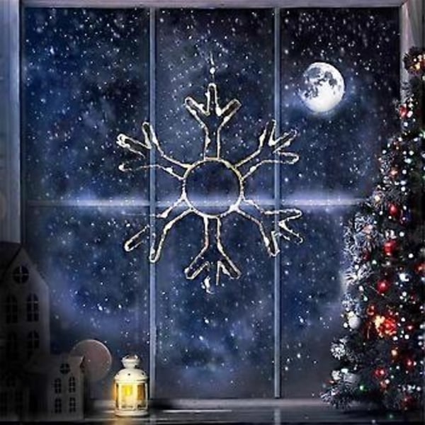 2 ST Jul Snöflinga Fönsterlampor Dekorationer Led Snöflingelampor för Hem Juldekor Varmt Ljus Vit