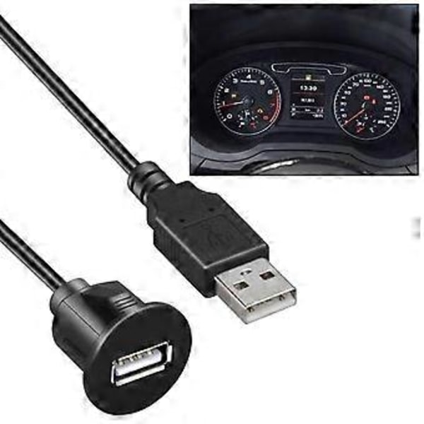 Bilinstrumentbræt Flush Mount Audio Line USB 2.0 Port Panel Forlængerkabel Stik