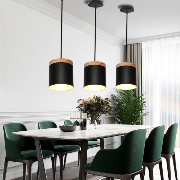E27 Moderne Hengelampe i Taket Justerbar DIY Hengelampe Svart Lysekrone