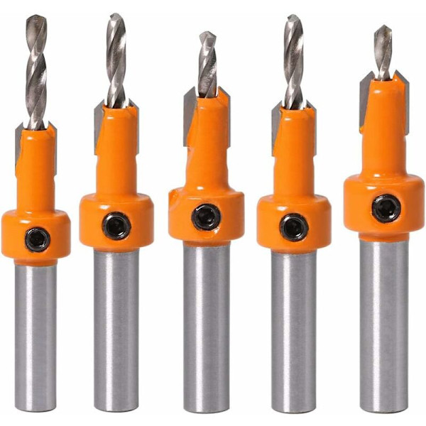 DENUOTOP 5 st träavfasningsborr Bits Countershaft HSS Konisk borr Bits-DENUOTOP