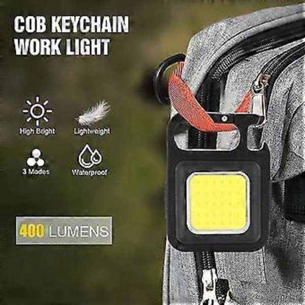 Mini Cob Nøgleringslygter 400 Lumen 3 Lystilstande Bærbar Lomme Lygte Multifunktionel Lommelygte Med Foldbart Beslag