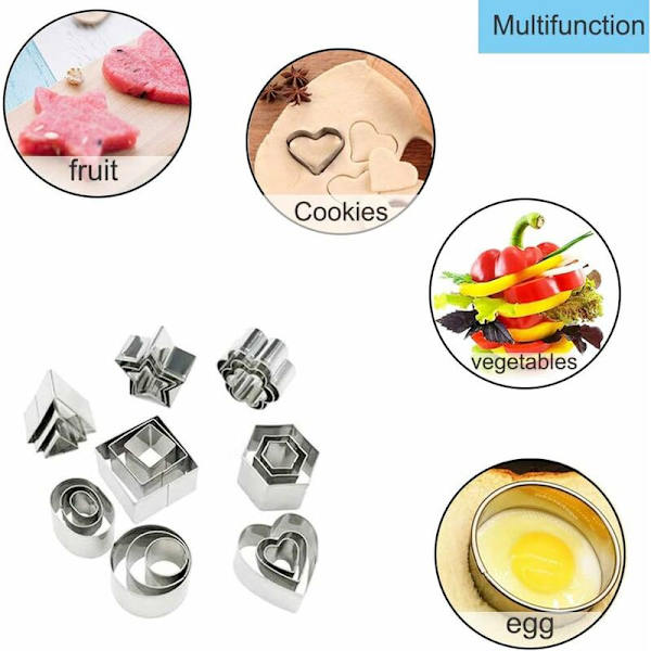 Kageformssæt, Minikageformssæt, Kageformssæt i rustfrit stål til fondantkage, kiks, kage, rund kage, kageformssæt til B
