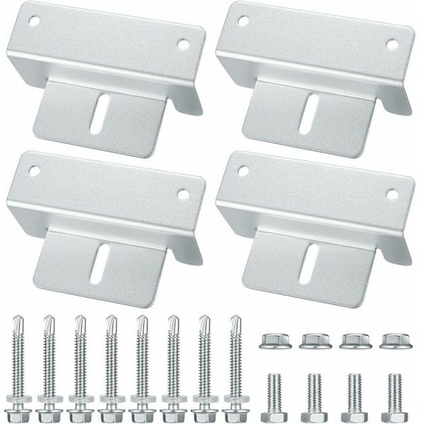 4 stk. solcellepanel Z-braketter for montering av solcellepanel, Z-brakett med muttere og skruer for bobil, tak——