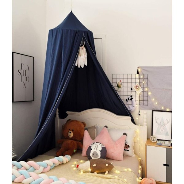 Canopy Bed Canopy for Baby - Cotton - Mosquito Net for Bedroom - Height 270 Cm Navy Blue