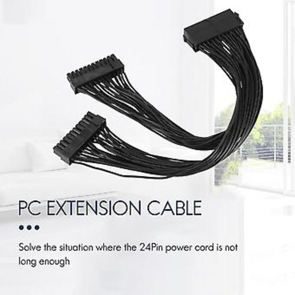 Atx 24pin 1 Til 2 Port Strømforsyning Forlængerkabel Psu Han Til Hun Splitter 24pin Forlængerkabel