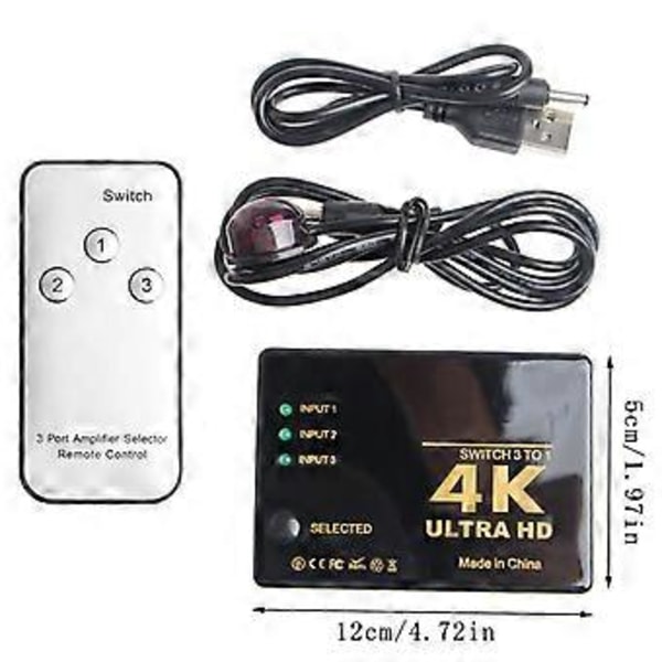 4K 60Hz HDMI-kompatibel Switch 3x1 5x1 Switcher Konverter Adapter med Fjärrkontroll för TV MI Box3 Pro TV PC Projektor Laptop