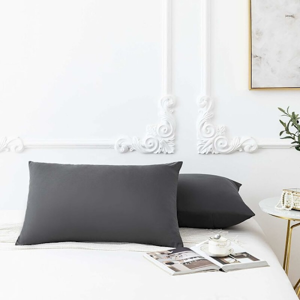 2 kpl 100 % puuvillasta valmistettua tyynyliinaa 50x70cm harmaa vetoketjulla suljettava tyynyliina