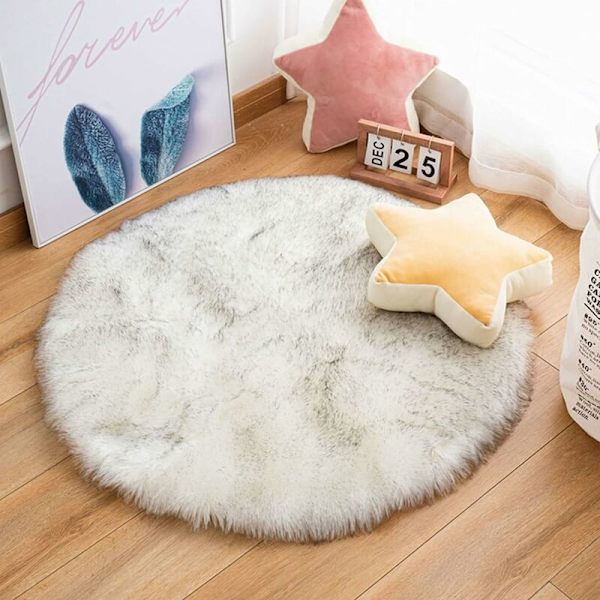 Faux pälsfårskinn matta Faux fleece stolsöverdrag sittdyna mjuk fluffig lurvig matta för vardagsrum sovrum soffa golvmattor (vit, 9