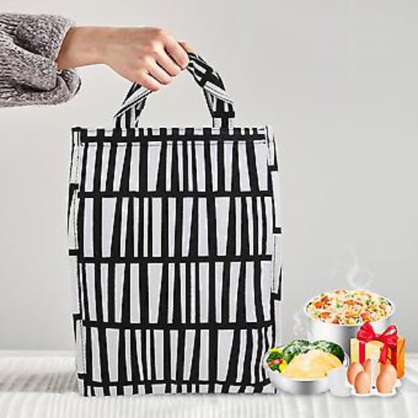 Vandtæt Bomuld Linned Lynlås Madpakke Taske Tote Taske Børne Madpakker (Zebra Mønster)