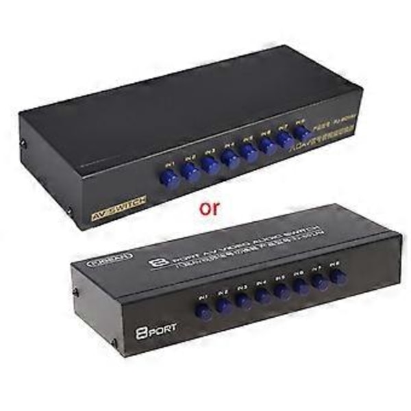 8-vägs AV-switch RCA-omkopplare 8 in 1 ut Kompositvideo L/R Väljarlåda för DVD STB Spelkonsoler