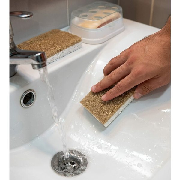Naturlig oppvaskssvamp - 10-pakning miljøvennlig kjøkkensvamp - biologisk nedbrytbare rengjøringssvamper basert på planter for langvarig levetid - luktfri og S