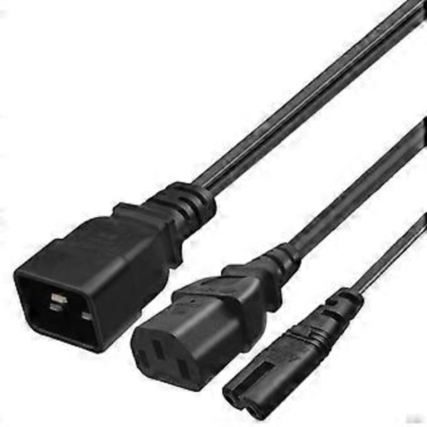30 cm IEC320 C20 - IEC320 C7+C13 Naaras AC-virtajohdon jatkokaapelisovitin