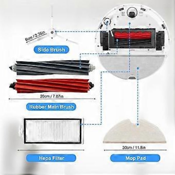 Tilbehørssett for Q8 Max/Q8 Max+/Q5 Pro Robotstøvsuger - Reservedeler Rullebørste Filtre