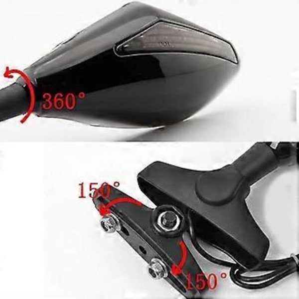 Motorsykkel LED Sidespeil med Lys For Yzf R1 R6 Fz1 Fz6 600r R3