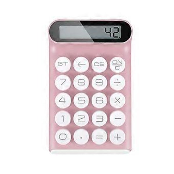 Retro Lommeregner Mekanisk Tastatur Bærbar Computer 10 Cifret LCD Display Finansielt Kontor Mode Lommeregner-Pink