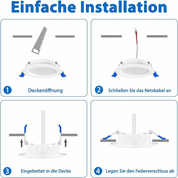 Set med 20 infällda LED-spotlights 5W 230V Aluminium Mini infällda takspotlights för badrum, vardagsrum, sovrum och kök - 20