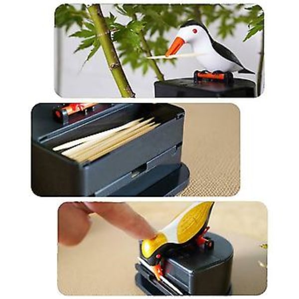 Tandpetare Dispenser Automatisk Fågel Tandpetare Låda Fågel Hackspett Tandpetare Dispenser Bord Tandpetare Låda Förvaring