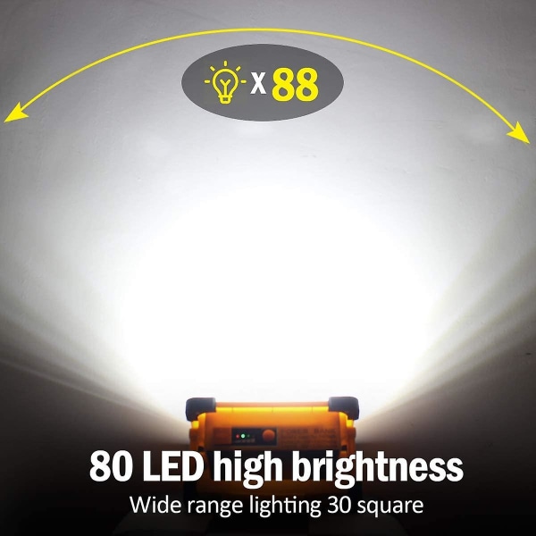 Uppladdningsbar LED Flood Light - 80w bärbar strålkastare med solpanel - 4 lägen Superbright arbetslampa för camping, gör-det-själv