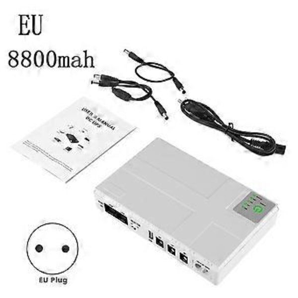 UPS Avbruddsfri Strømforsyning Router DC Multi-Port med POE Optisk Cat Mobiltelefon Switch Mini Router D, EU Plugg