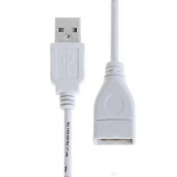 USB-kaapeli Uusi 28cm USB 2.0 A Uros - A Naaras Jatkojohto Valkoinen Kaapeli Wit