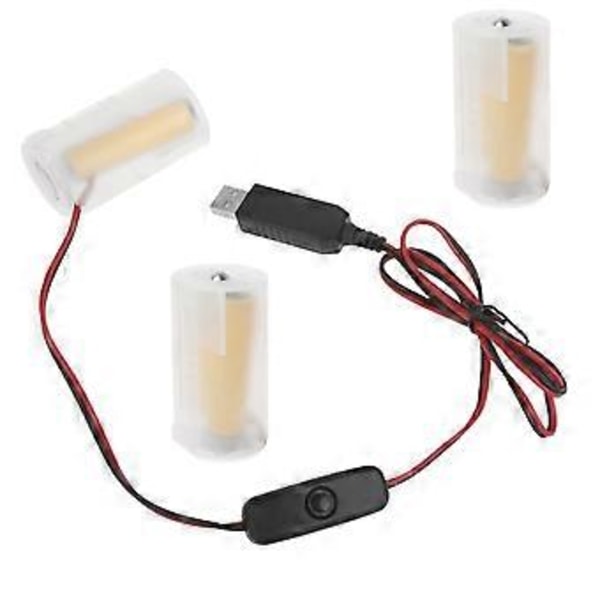 Universal USB 5V 2A till 4.5V1A LR20 D Batterieliminator Strömkabel Sladd för Badrumsvågar/Ficklampor