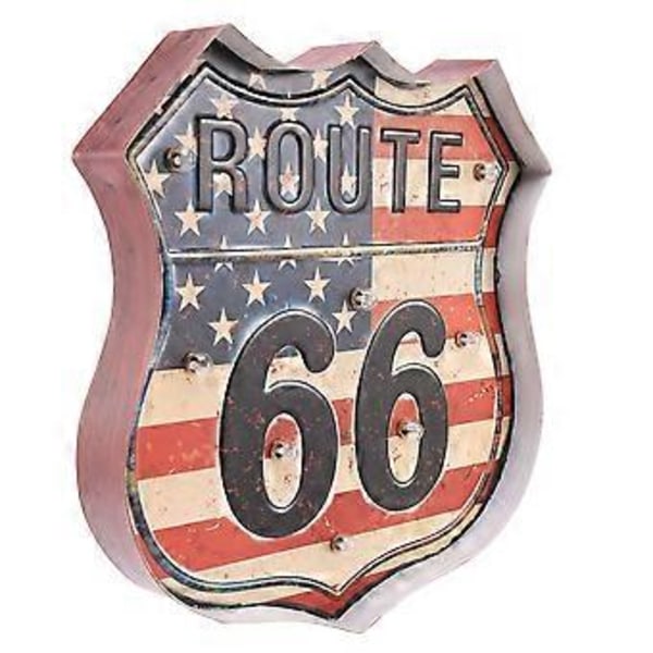 Route 66 Skilt Pub Bar Dekor Led Metallplate Neonskilt Neonlys Hjemmeinnredning Klubb Kafé Vegghengende Kunst