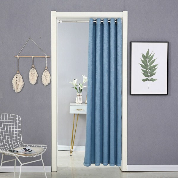 Interior Door Curtain, Interior Home Blackout Curtain for Window and Door Thermal Insulated, Home and Decor Curtain with Telescopic Rod,Royal Blue,1
