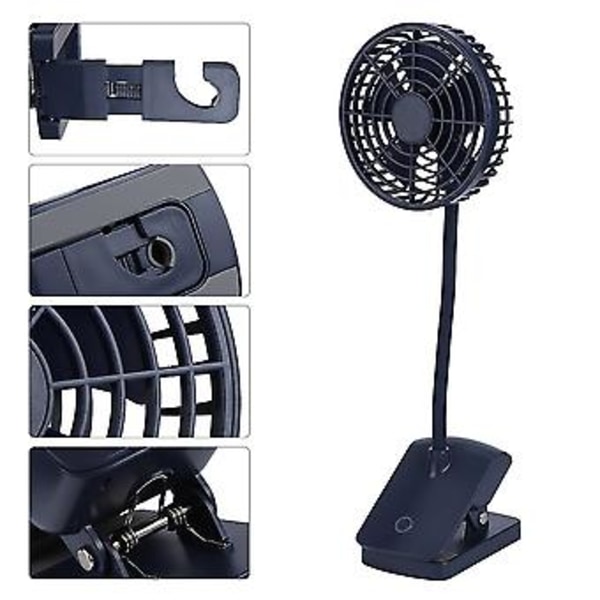 USB Ladattava Klipsikiinnitteinen Pöytätuuletin Mini Kannettava Pöytätuuletin Autoon Toimistoon (Sininen)