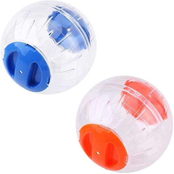 Hamsterbold, 2 stk. Træningsbold til små dyr Hamsterbold Minibold, plastik Transparent bærbar kæledyr Legetøj til dyr, 12 cm (blå+gul)