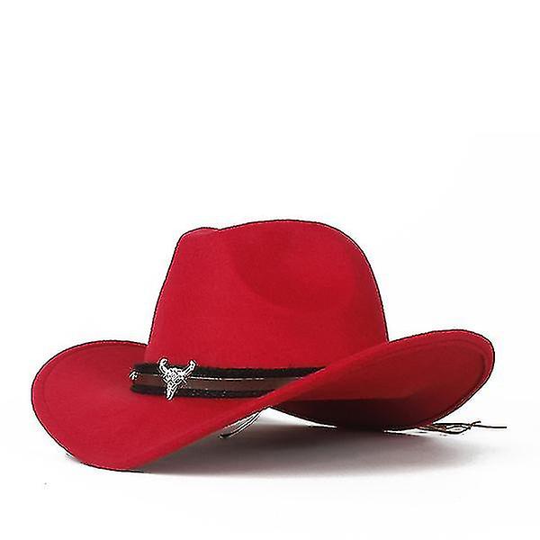 Metal Cow Head Standard Western Cowboy Hat Ull Jazz Hat Filt Hat Herre Og Dame Hat