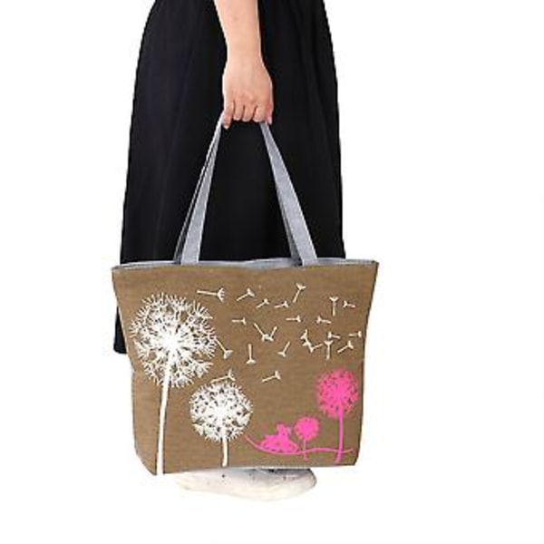 Fashionabel Tryckt Canvas Tote Väska Shopping Handväska Casual Axelväska