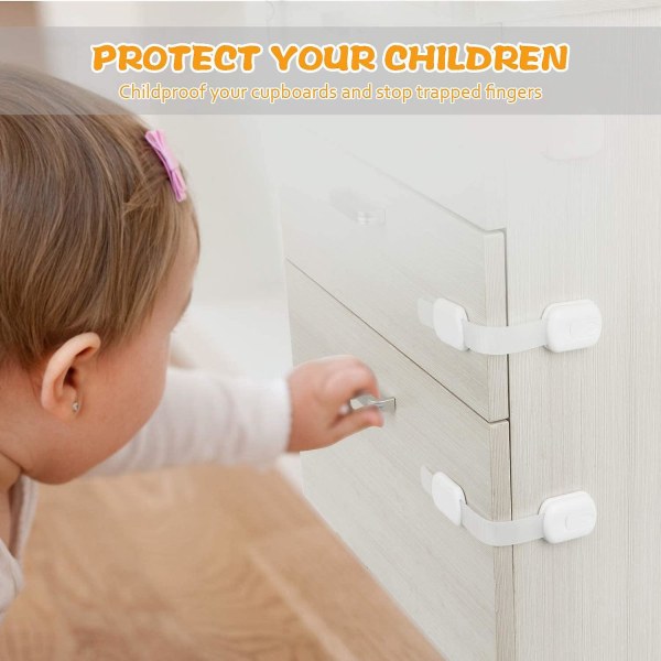 Möbellås 10 delar Barnsäkerhetslås, Säkerhetslås Dörrstoppare
