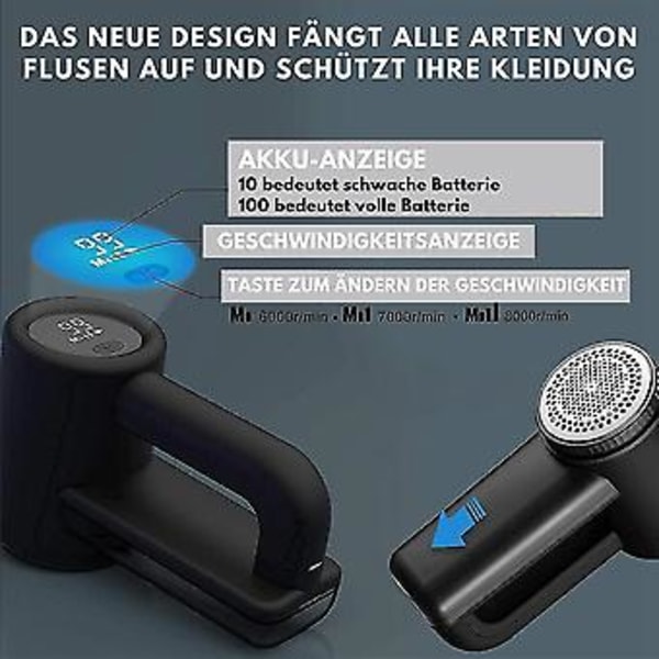 Elektrisk Fussel - Genopladelig Fussel Fjerner Til Tøj Møbler - Justerbar 3-vejs Hastighed, 6-bladet Kniv