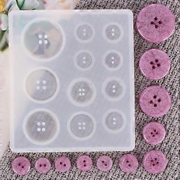 DIY Silikonform Harts Knapp Handgjord Hartsform med Hål Hänge Knapp Lera Epoxihänge för Nyckelringstillbehör