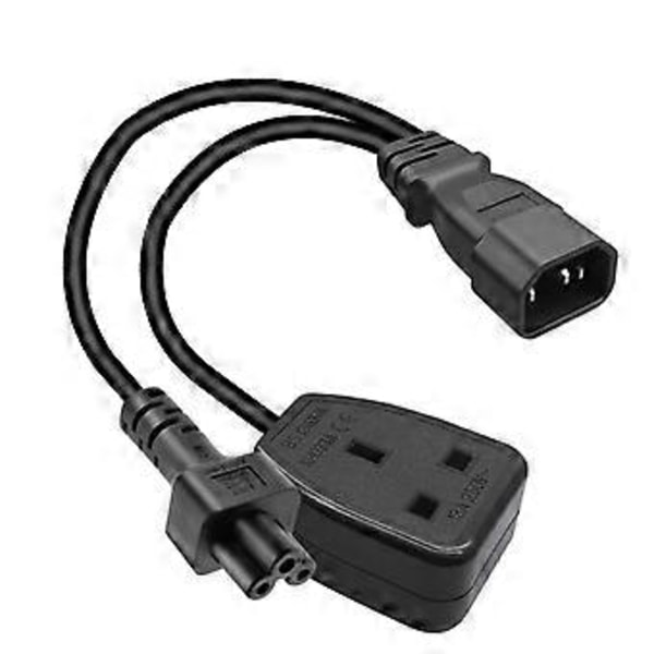 Y-splitter Strømkabel C14 til C5+UK13A Konnektor Adapter Ledning Strømledning