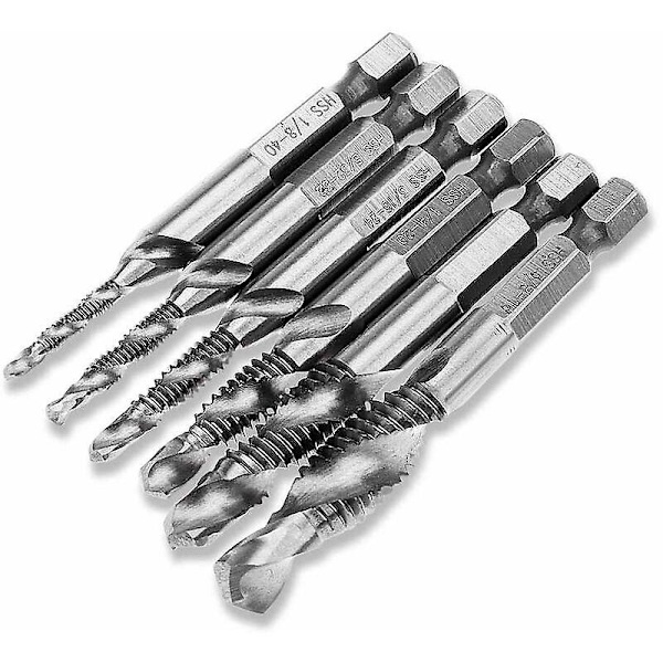 6 st Hss Hex Shank Kombinationsborr Bits Tap Countersink Set
