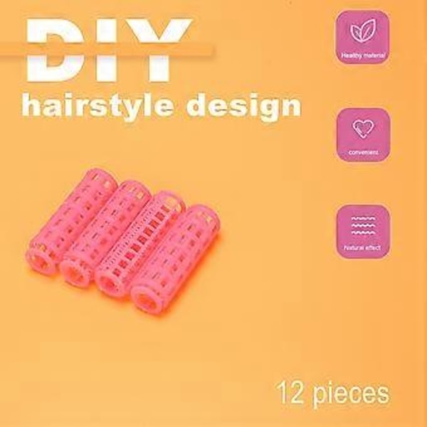 12 stk. lyserøde plastik DIY hårstyling rulle krølle clips