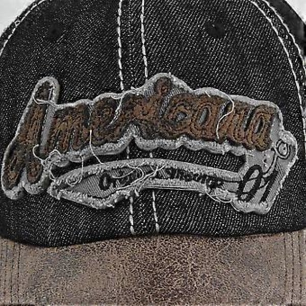 Patch tredimensjonal broderi baseballcaps denim brodert peaked cap vasket gammel solskjerm buet brem hatt bred brem