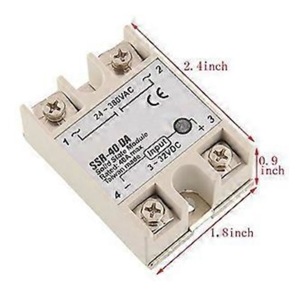 Solid State Relä 1 Fas DC till AC Kort 40A AC24380V SSR 40DA Plastskal Elektronisk Komponent