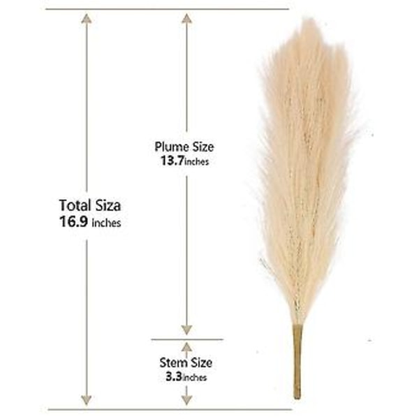 Pampasgræs 12 stk. 45 cm, Kunstig Pampasgræs Pampas R, Kunstig Pampasgræs Sho