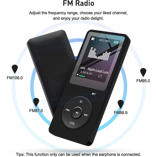32 GB MP3-afspiller med højttaler og FM-radio - bærbar HiFi-tabsfrit musikafspiller med optager og e-bog