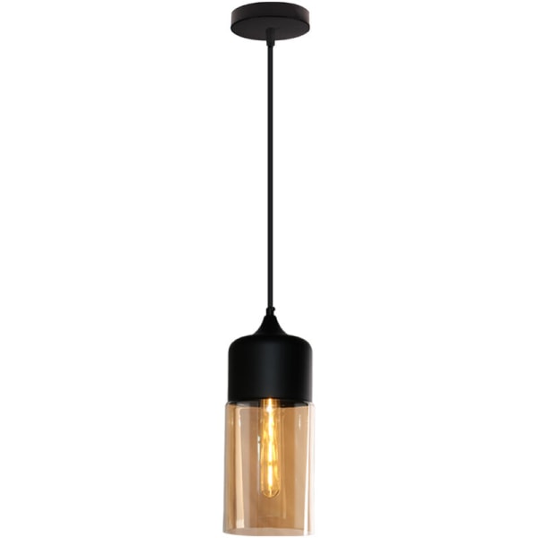 Enkel moderne loftslampe indendørs pendel lys sort lysekrone lampeskærm