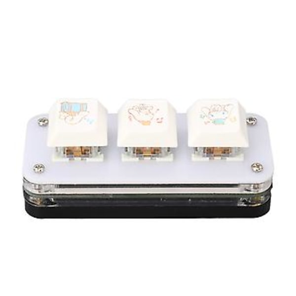 3 Tangenters Mini Keypad USB Mekaniskt Gaming Programmerbart Macro Tangentbord Blå Switch med RGB Bakgrundsbelysning för PC Kontorsarbete Tecknat