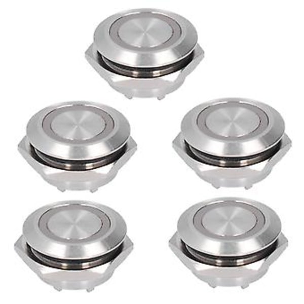 5 kpl Hetkellinen Painonappikytkin Metalli Automaattinen Nollaus Erittäin Ohut Vedenpitävä LEDillä 19mmDC3~6V Vihreä