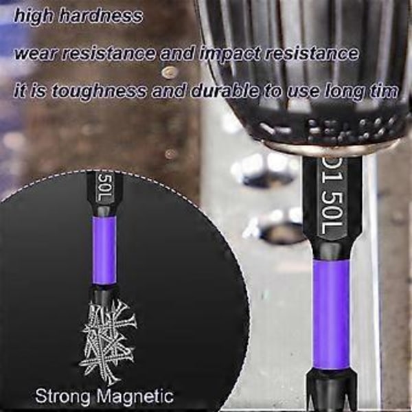 Magnetisk Skruetrækkerbitsæt, 12 stk. Magnetiske Bits Bor, D1 Legeret Stål Slagfasthed og Skridsikre Tandede Bits