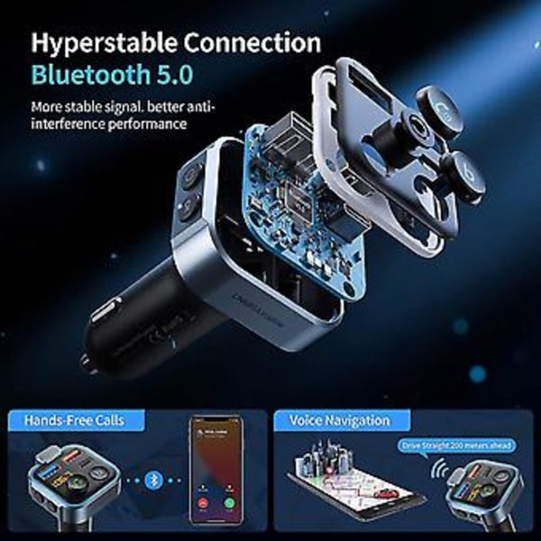 Bil Tand 5.0 Fm Transmitter, Bil Mp3 Afspiller Radio Musik Adapter Charr, S Hænder-
