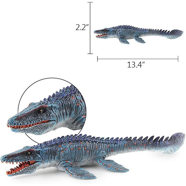 Stor Mosasaurus Legetøj 13.4\", Realistisk Dybhavsmonster Mosasaurus Dinosaur Plast Håndmalet Havdyr Model Figurine Til Bad Pool Til