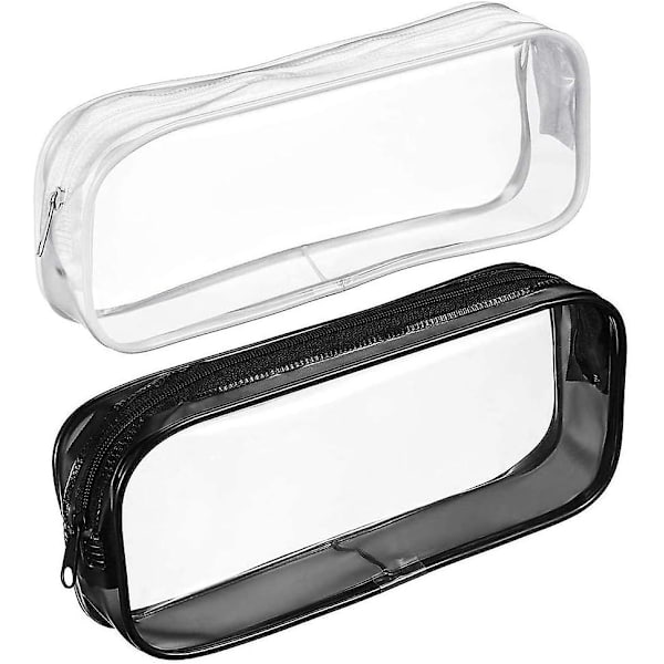2 st transparenta PVC-blixtlås pennfodral - Toalettartiklar Exam Pen Pouch Case