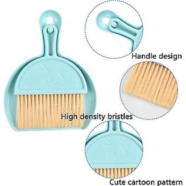 Pieni rikkalapio ja harja yhdistelmä työpöydän puhdistustyökalut (sininen) 1-osainen setti (4-d-w)