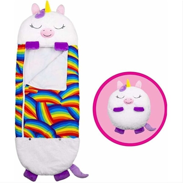 Folding sleeping bag cushion, 2 in 1 thickened creative children's sleeping bag Unicorn baby toddler Cartoon warm anti-kick gets pinched by cotton p